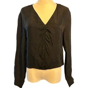Madewell Black Brushed Ruched-Front Top Size 4 Delicate Feminine Professional